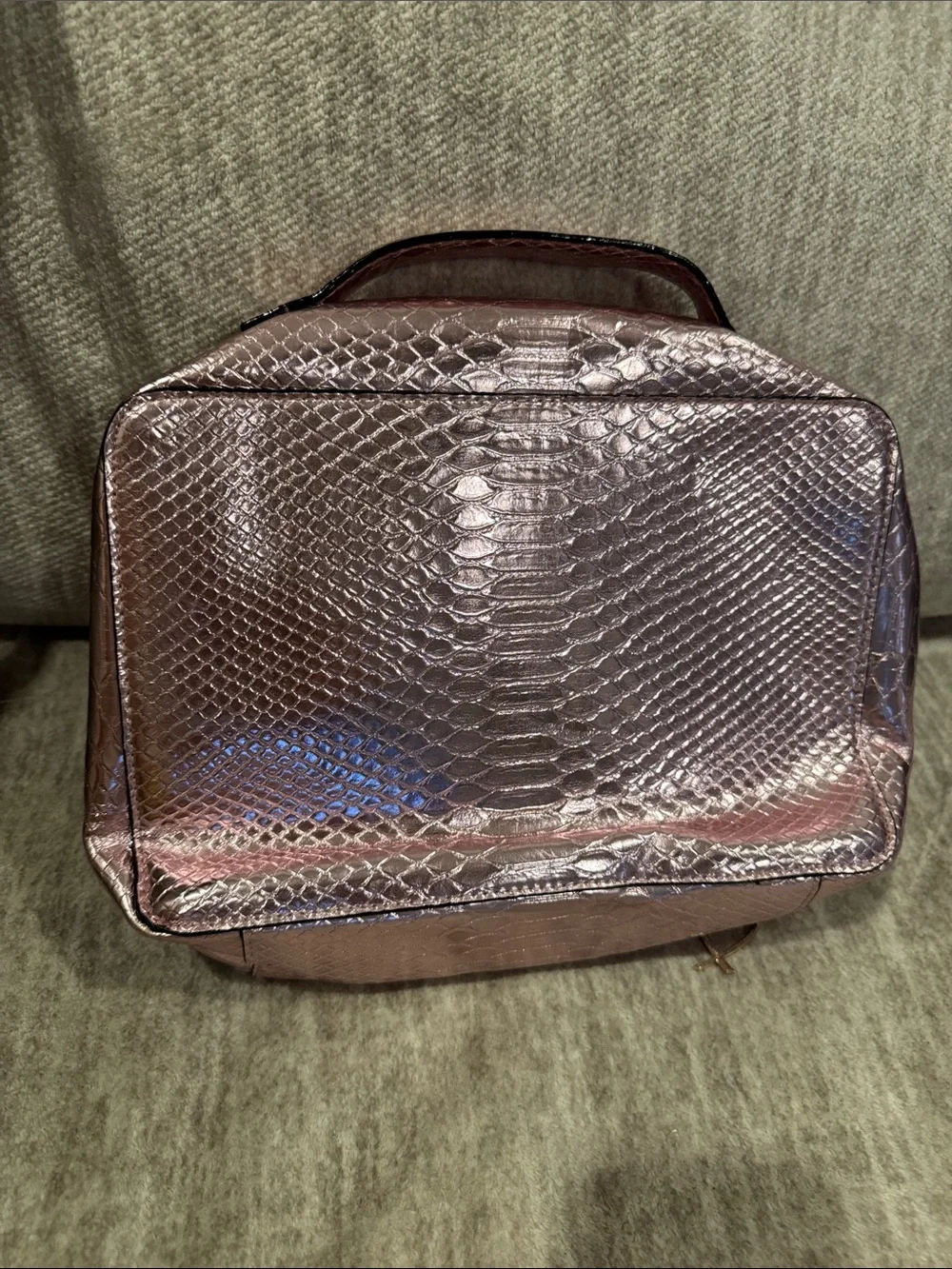 Victoria’s Secret Metallic Rose Gold Snake-Embossed Cosmetic Carry Case